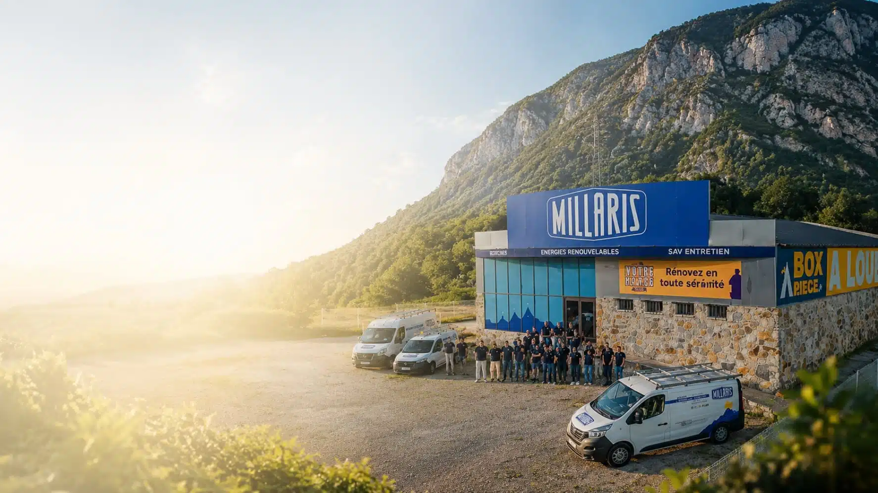 L'équipe Millaris Energies et ses fourgons